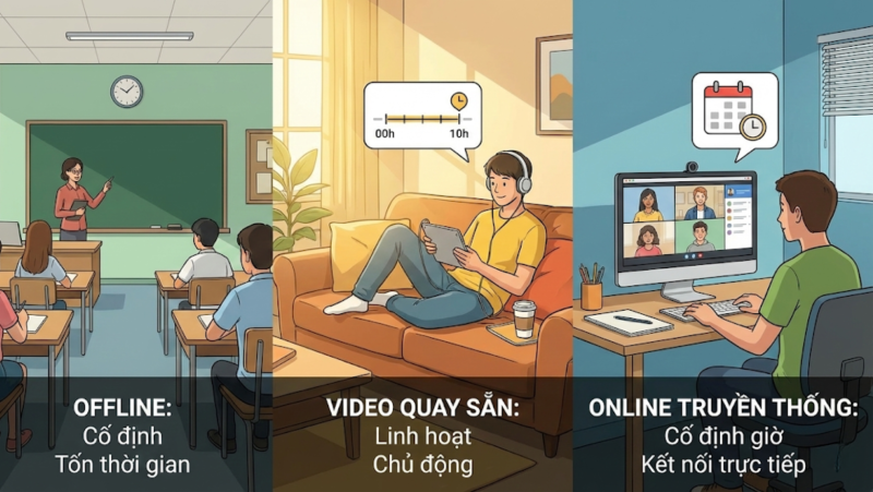 Học qua video quay sẵn: Giải pháp linh hoạt hơn cả học offline và học online truyền thống